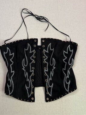 Black Embellished Bandeau Corset Top
